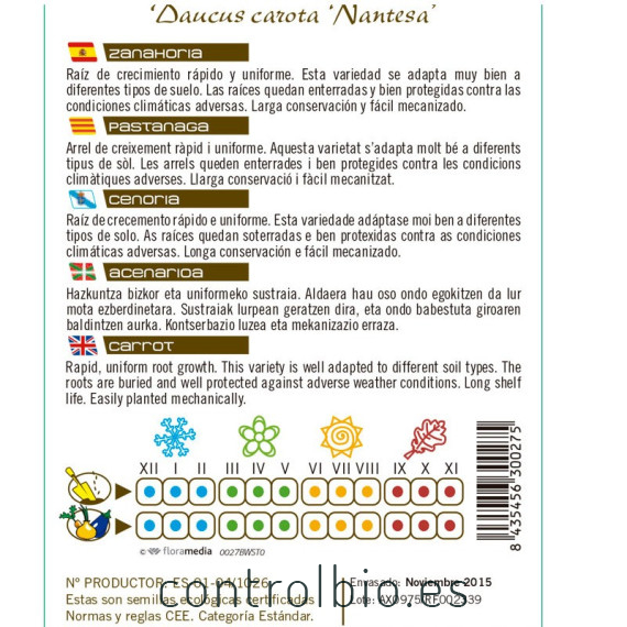 ZANAHORIA Dacus carota semillas x 1 g