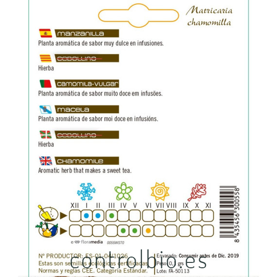 MANZANILLA Matricaria chamomilla semillas