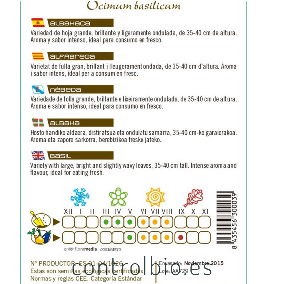 ALBAHACA Ocymum basilicum semillas x 1 g