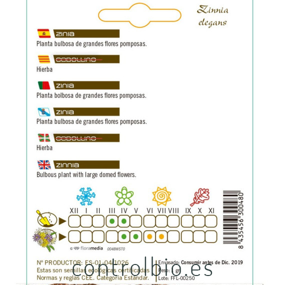 ZINIA Zinnia elegans semillas