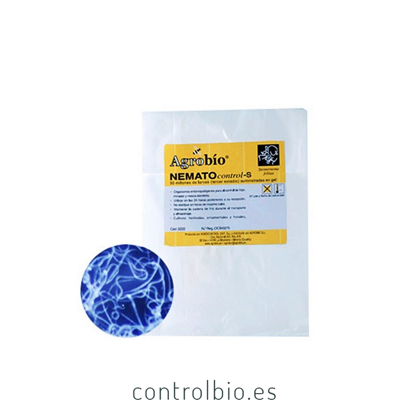 Sobre de NEMATOCONTROL HB 50 millones de Agrobio con Heterorhabditis bacteriophora